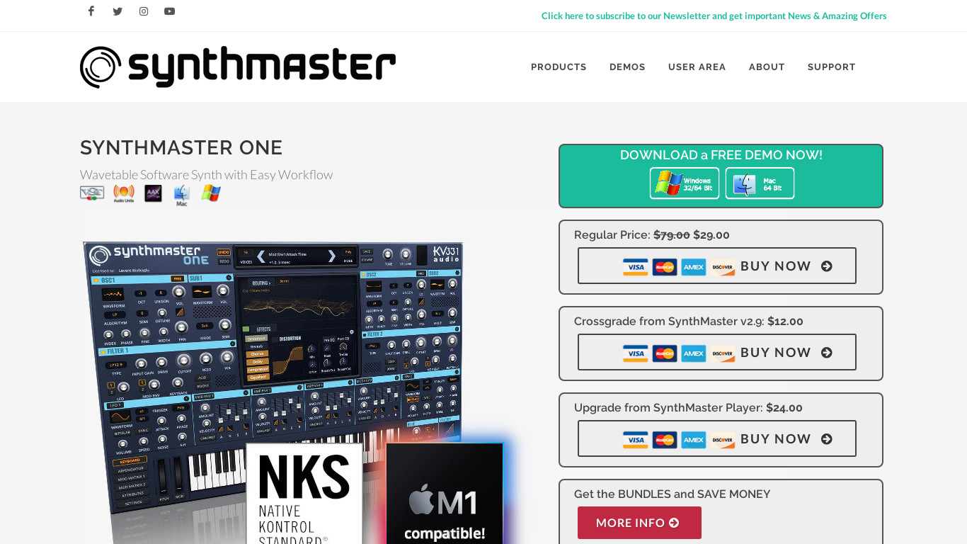 SynthMaster One Landing page