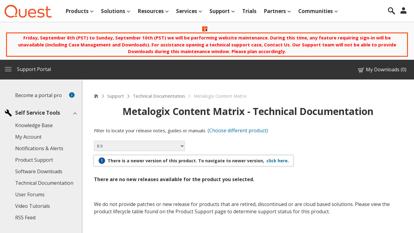Metalogix Content Matrix Landing page