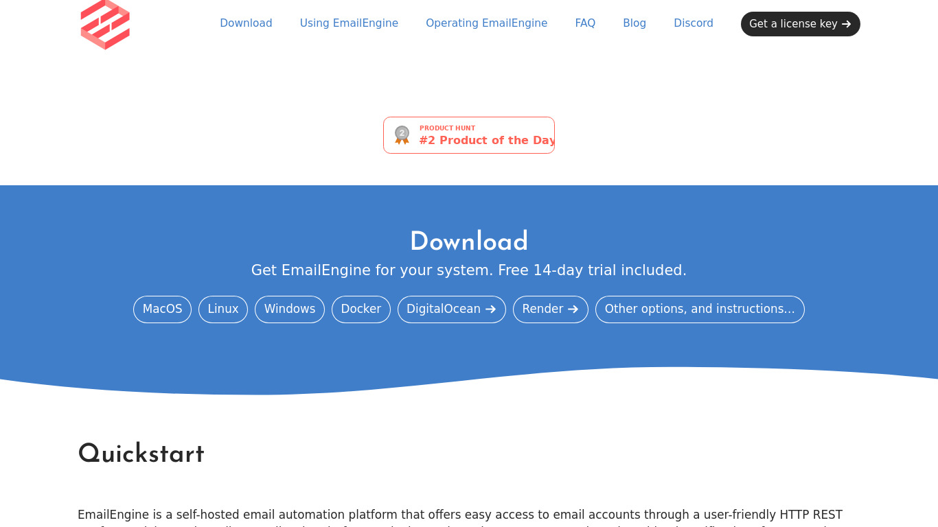 IMAP API Landing page