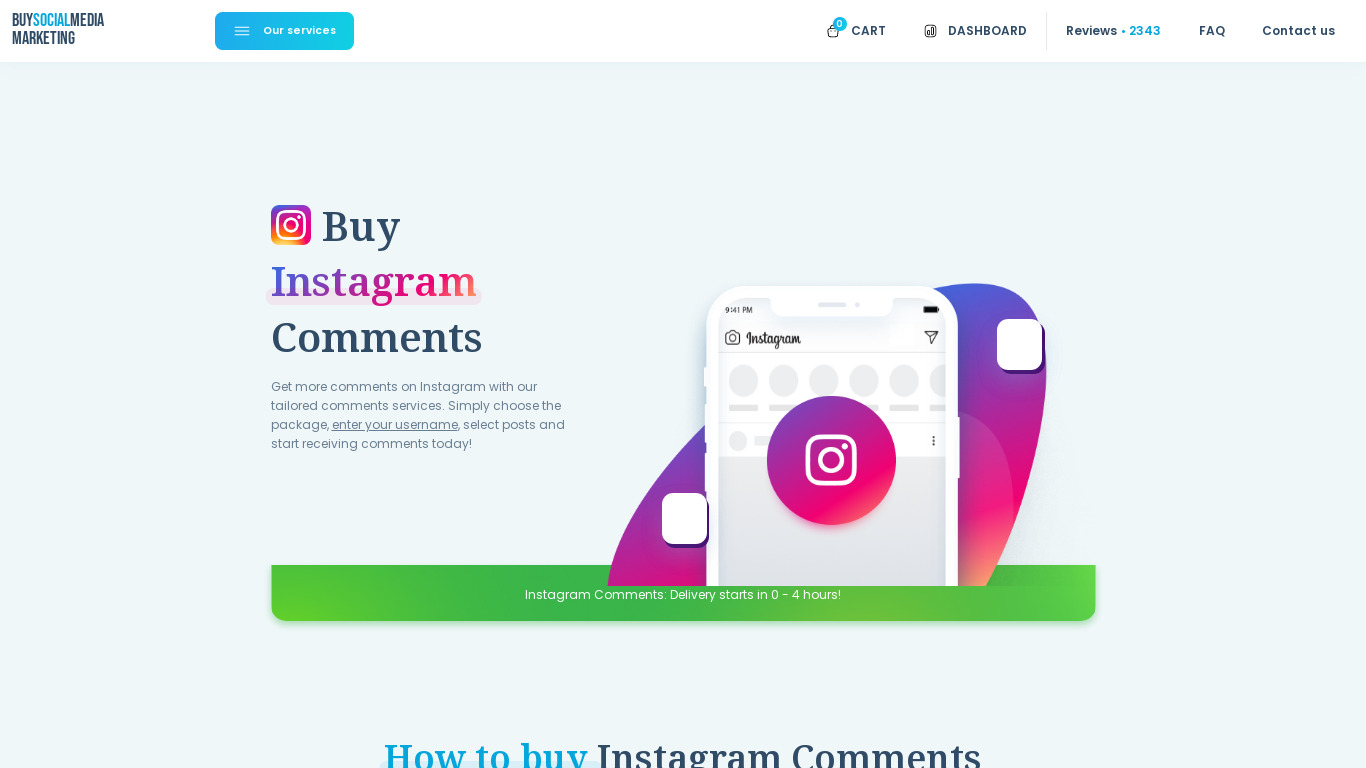 Comment King for Instagram Landing page