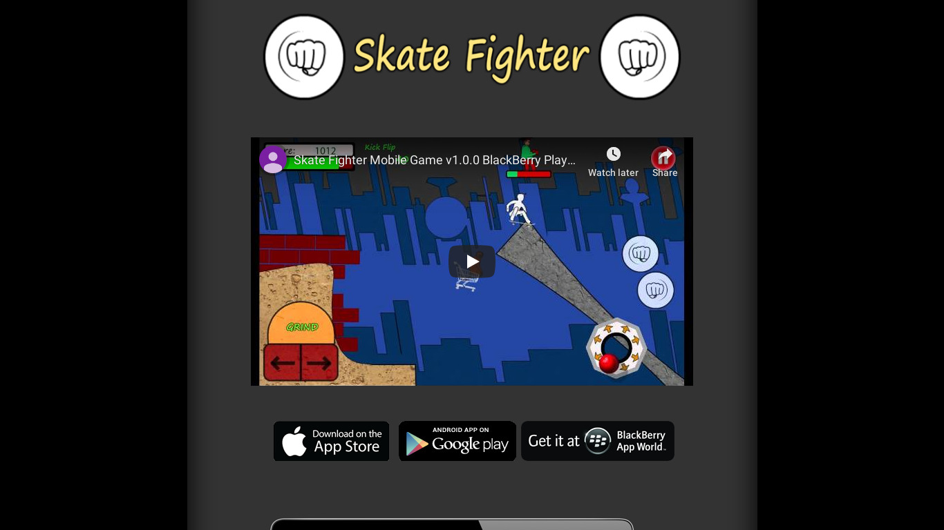 Skate Fighter Landing page