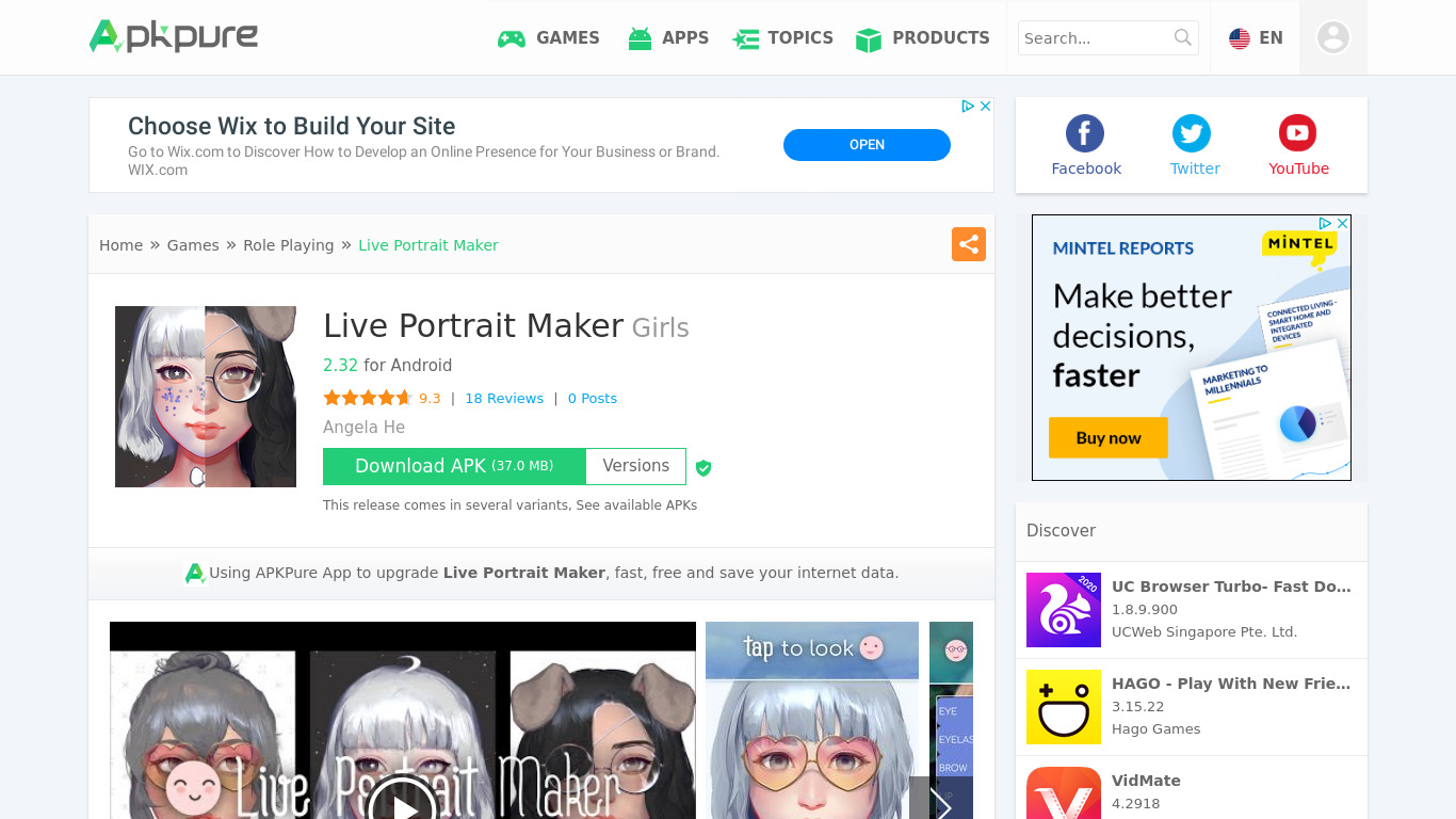 Live Portrait Maker: Girls Landing page