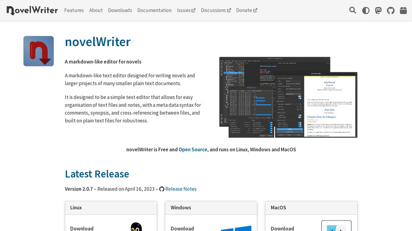 novelWriter Landing Page