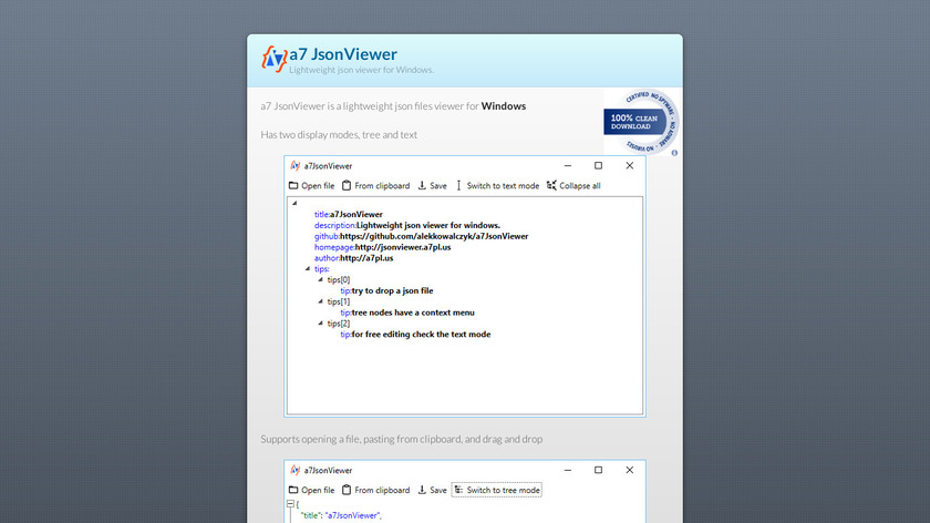 a7 JsonViewer Landing Page