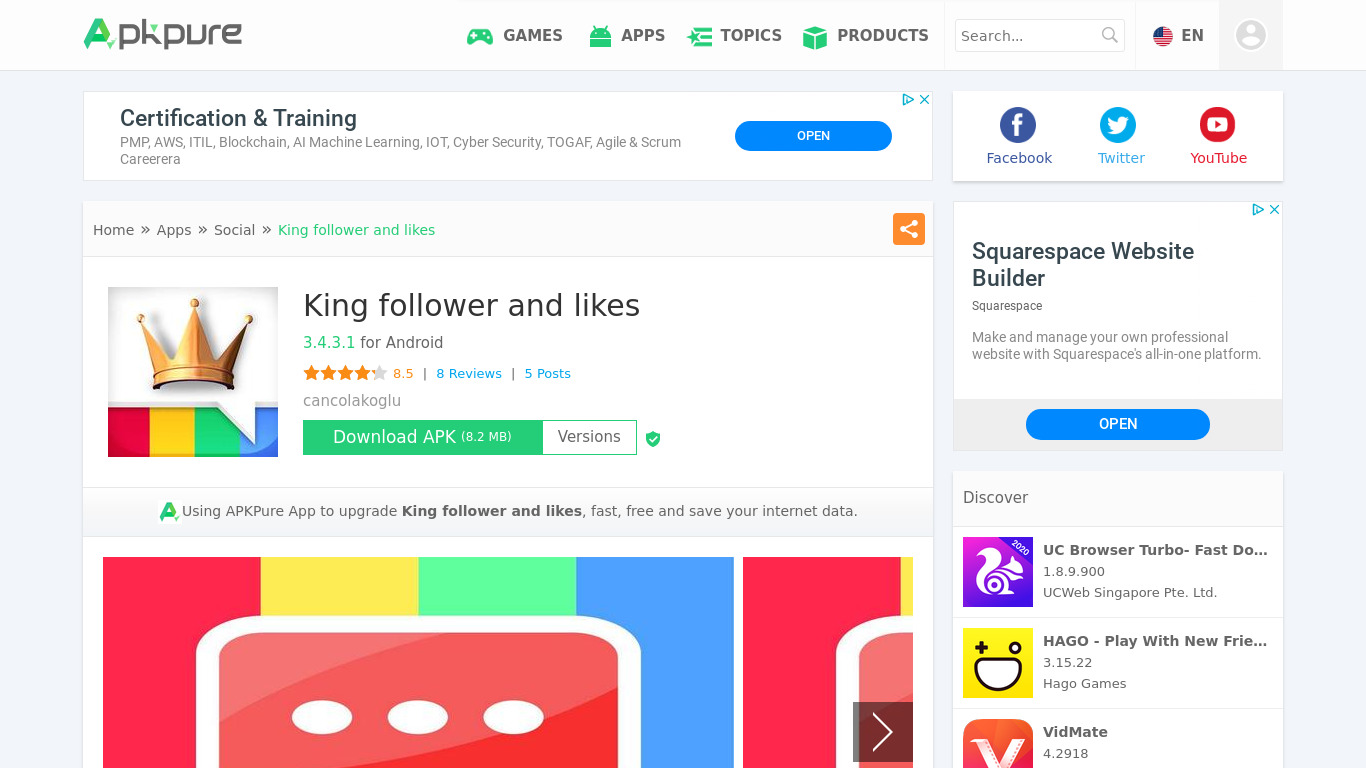 King follower and likes Landing page