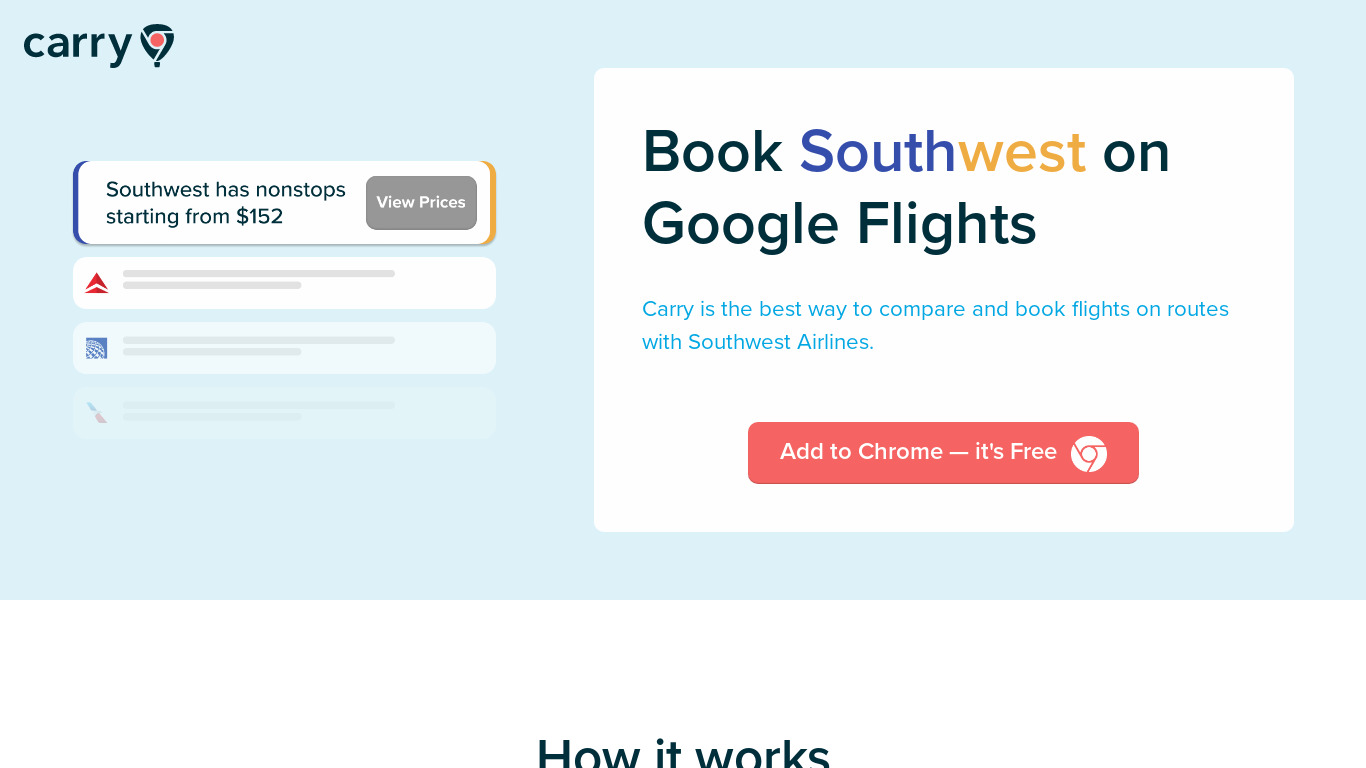 Carry for Southwest Landing page