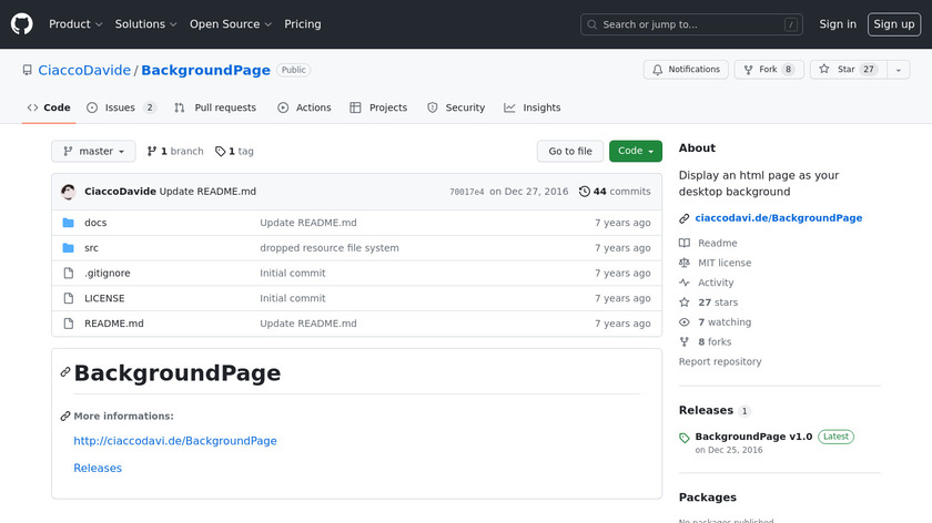 BackgroundPage Landing Page