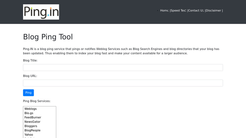 Ping.in Landing Page
