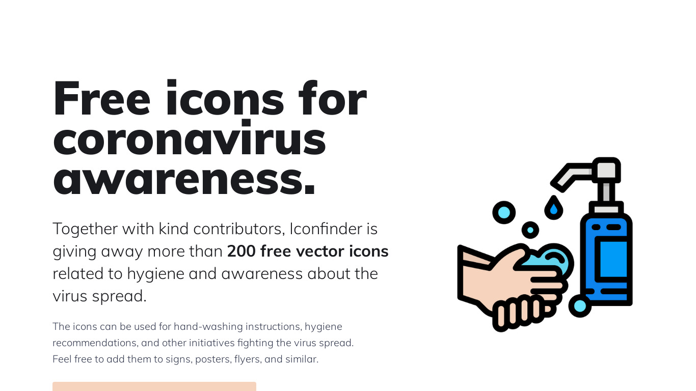 Coronavirus awareness icons Landing page