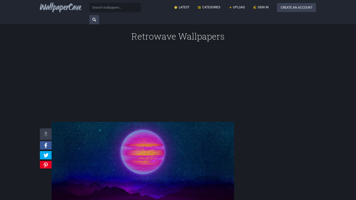 Retrowave Wallpapers Landing page