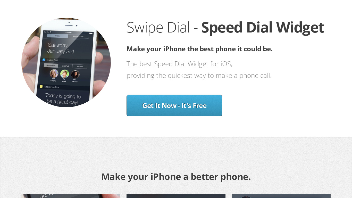 Swipe Dial Landing page