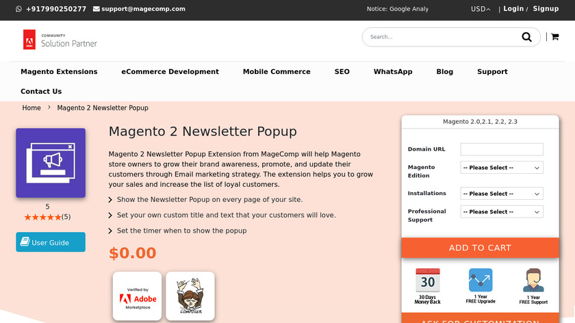 Magento 2 Newsletter Popup Extension Landing Page