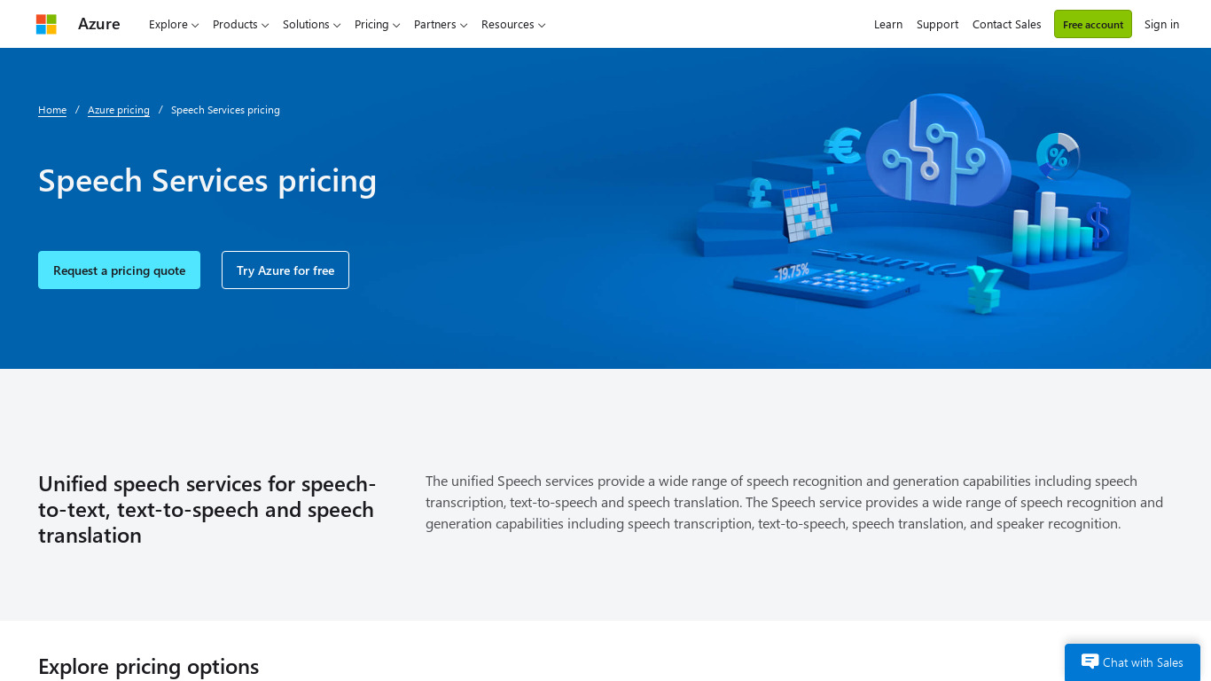Microsoft Bing Speech API Landing page