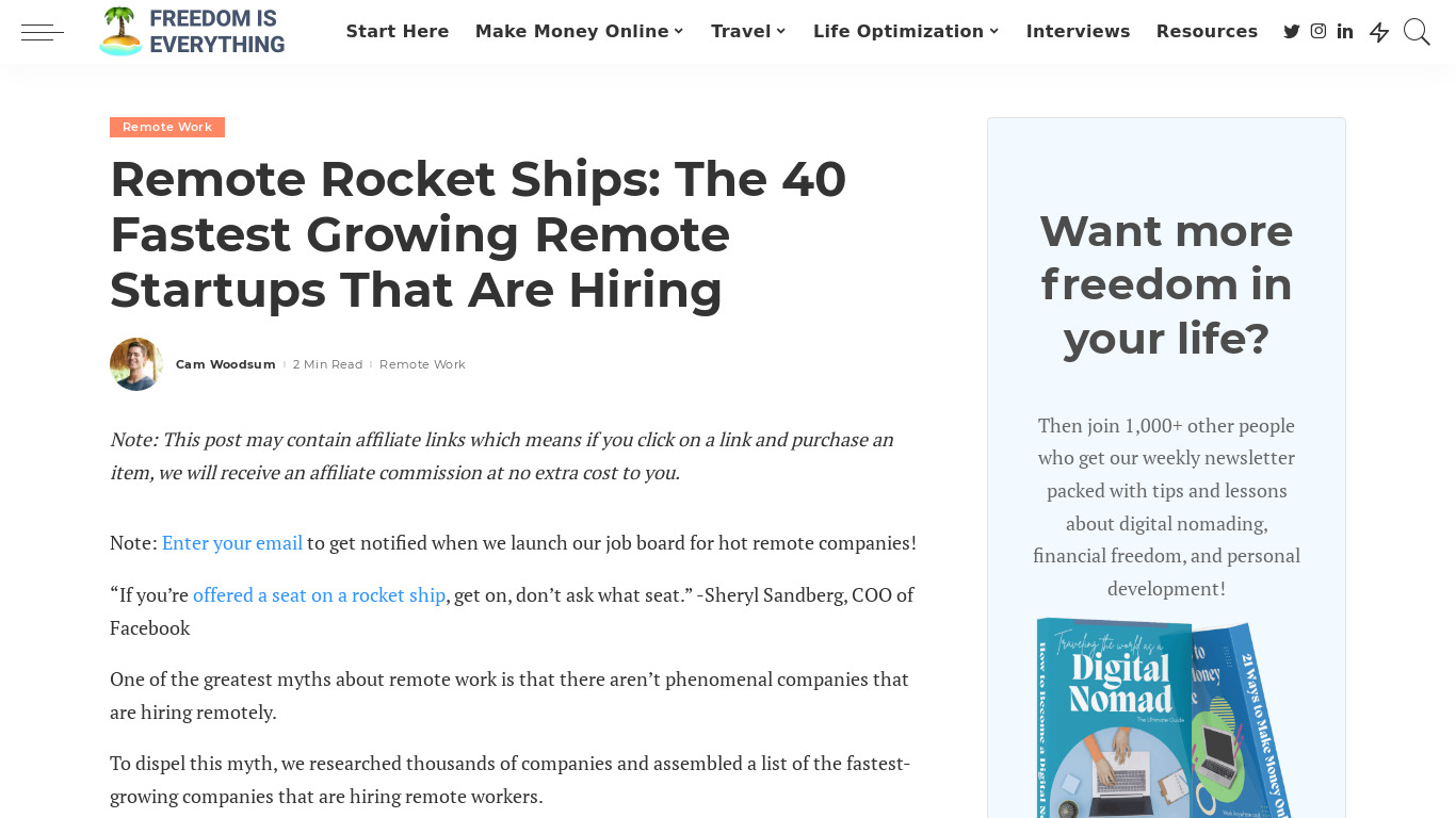 Remote Rocket Ships Landing page