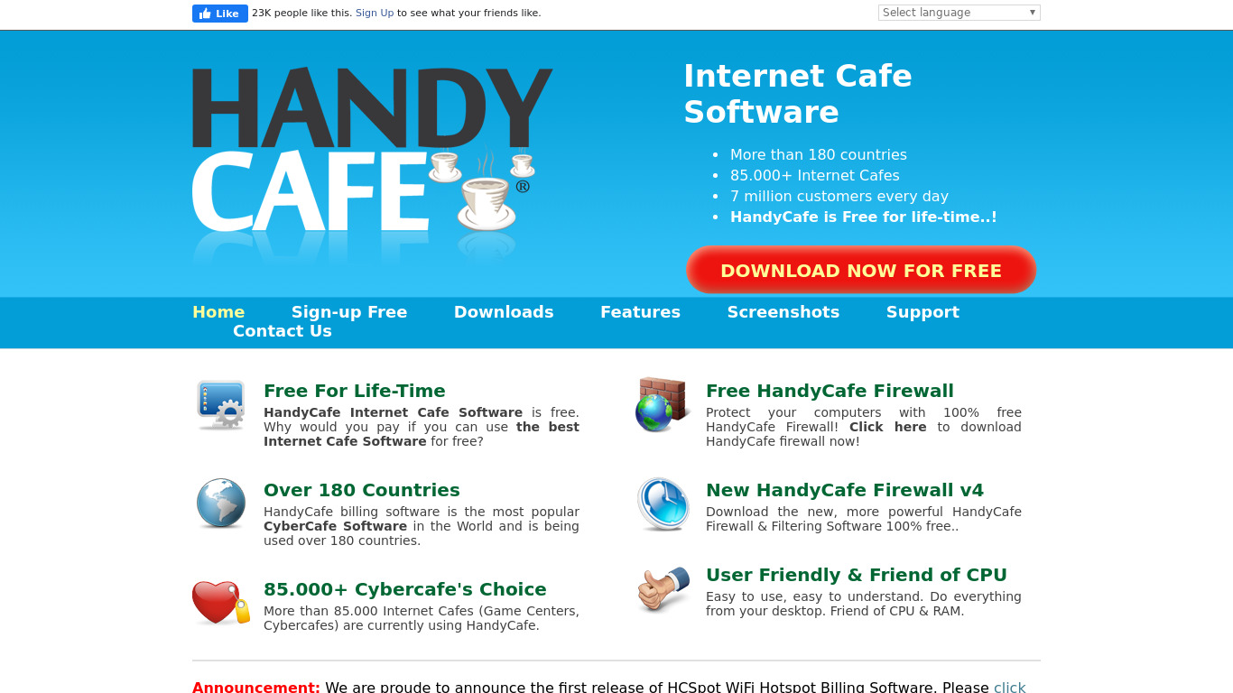 Handy Cafe Landing page