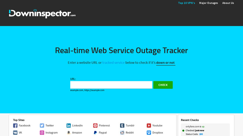 downinspector.com Landing Page