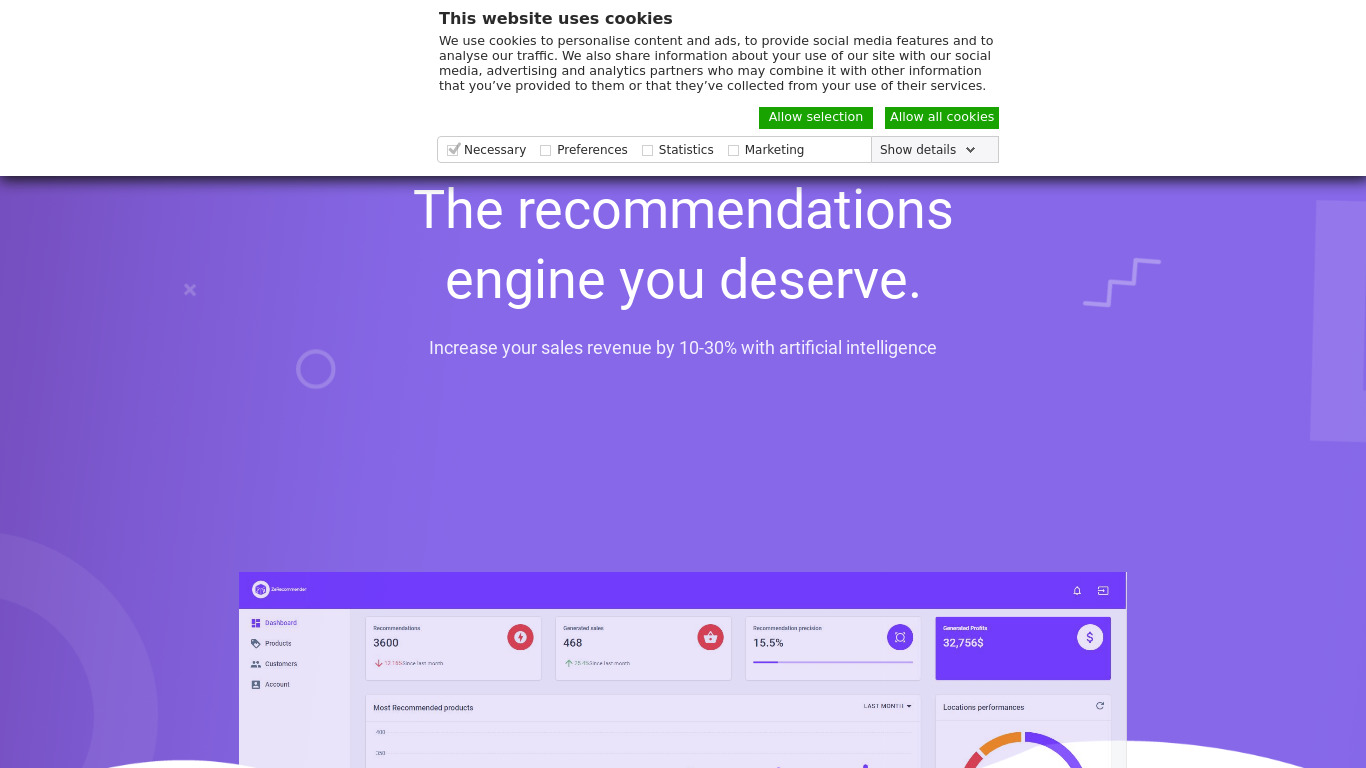 ZeRecommender Landing page