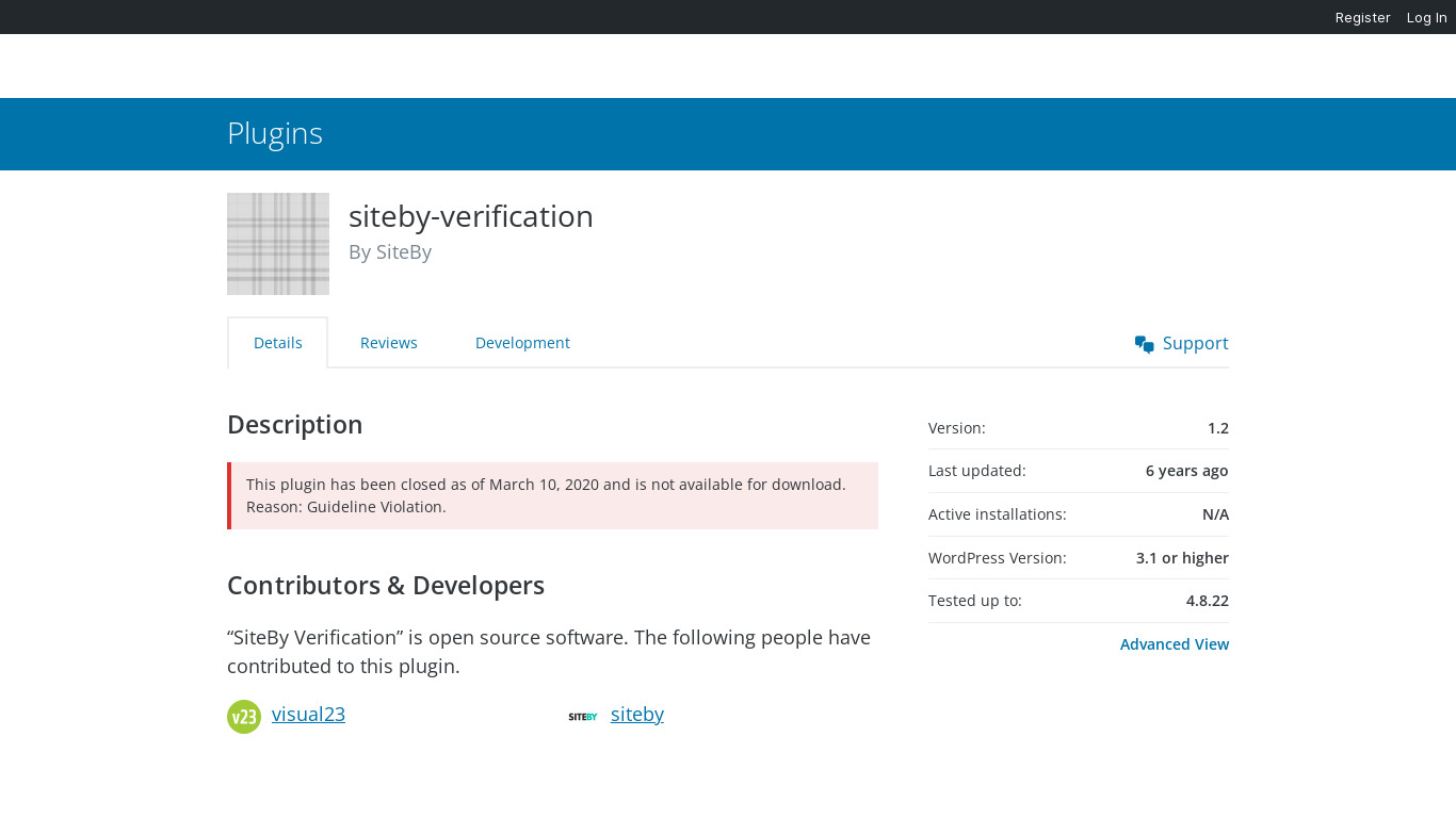 SiteBy Verify for WP Landing page