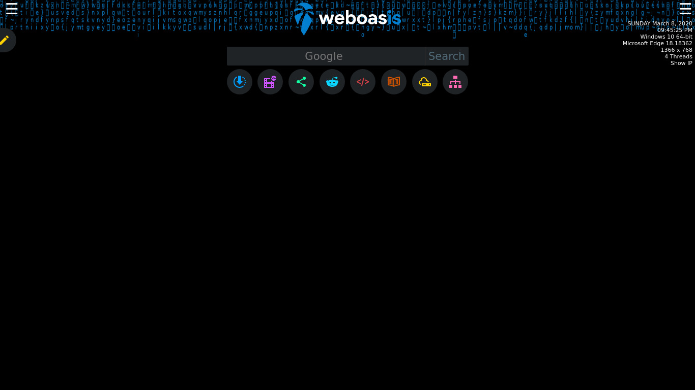 WebOasis Landing page