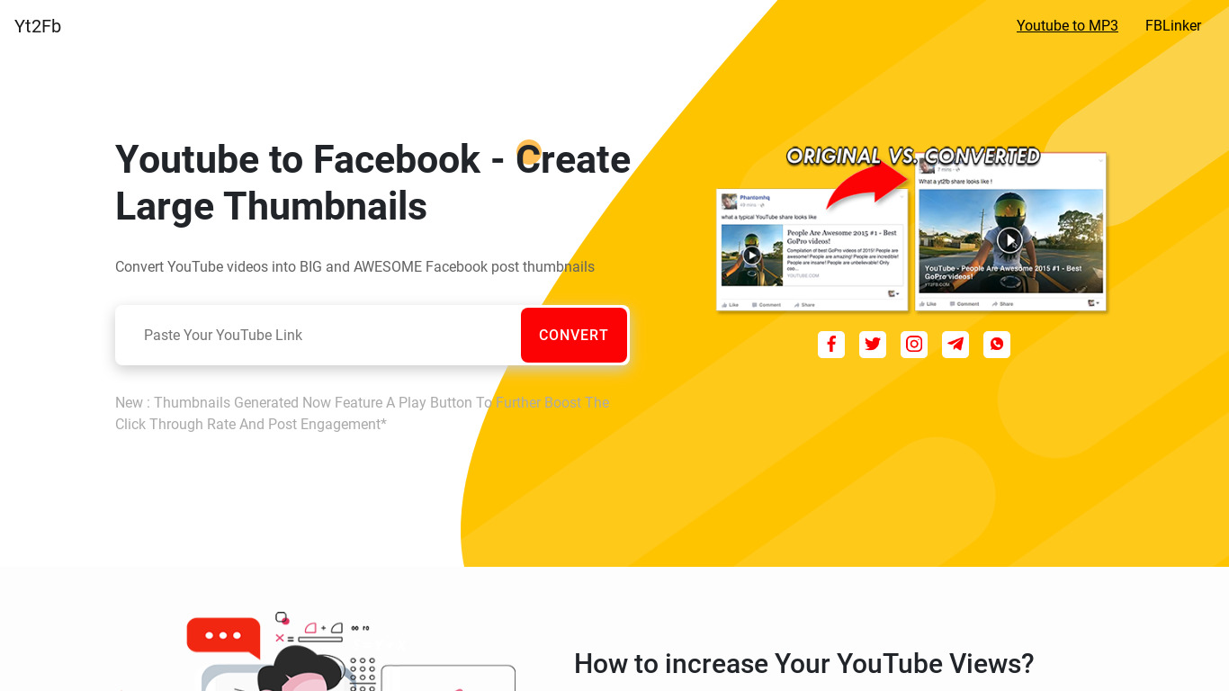 YouTube to Facebook Landing page