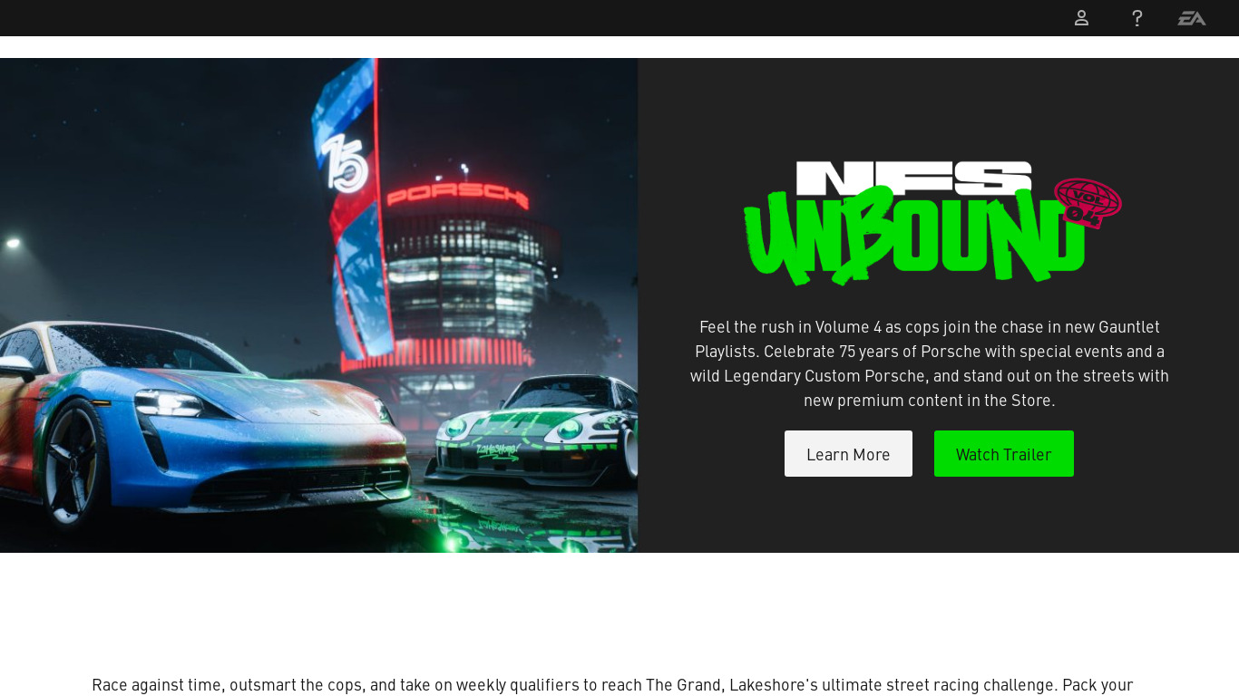 Need for Speed: Most Wanted Landing page