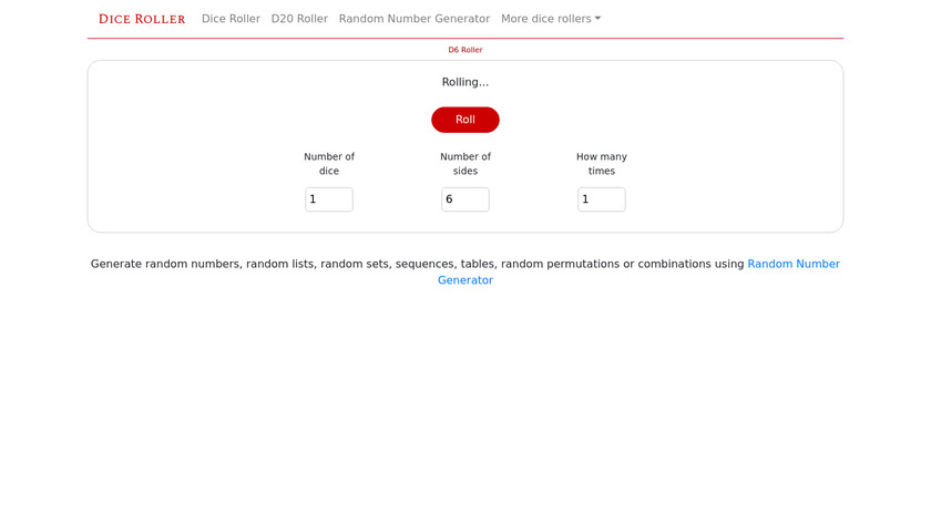 Dice Roll Landing Page