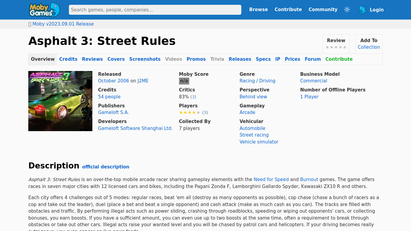 Asphalt 3: Street Rules Landing page