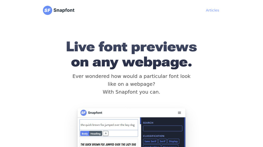 Snapfont Landing Page