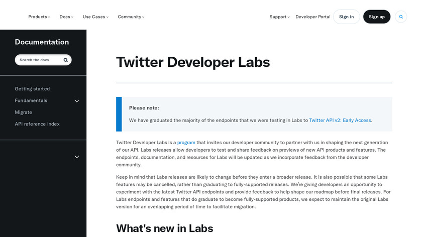 developer.twitter.com Hide replies API Landing Page
