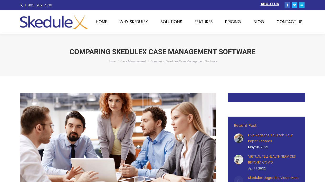 Skedulex Case Management Software Landing page
