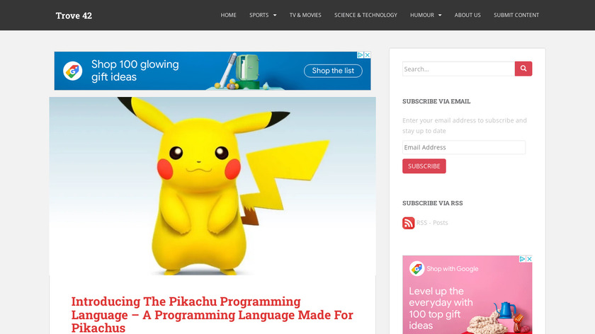 The Pikachu Programming Language Landing Page