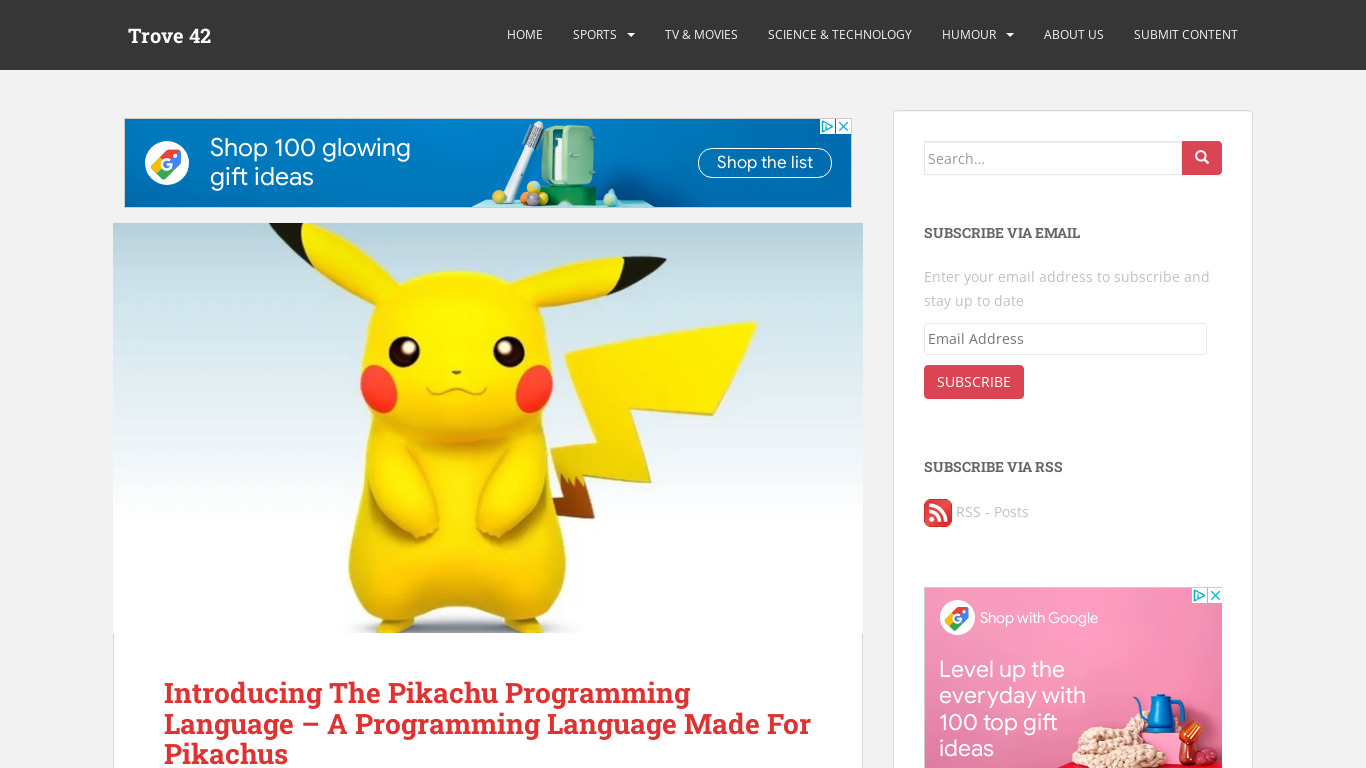 The Pikachu Programming Language Landing page
