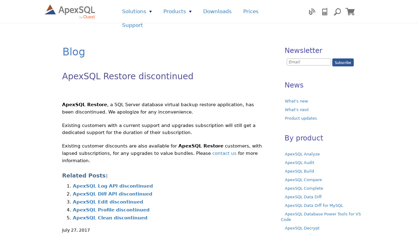 ApexSQL Restore Landing page