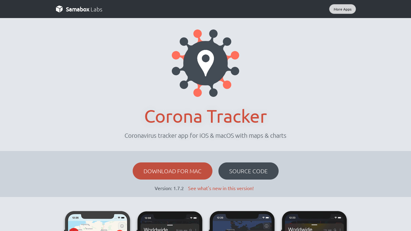 Corona Tracker Landing page