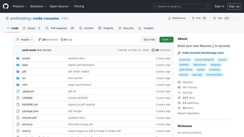 Code-Resume Landing Page