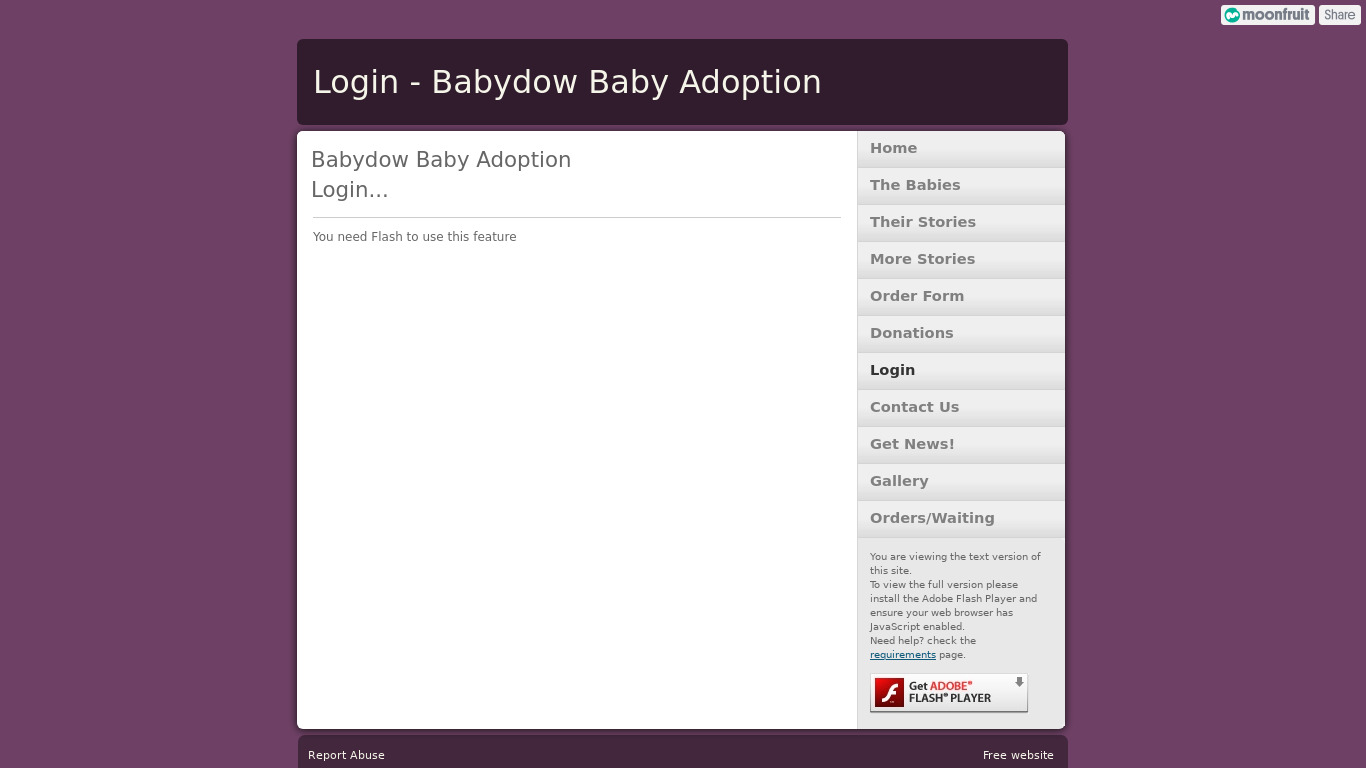 babydowbabyadoption.moonfruit.com BabyDow Landing page