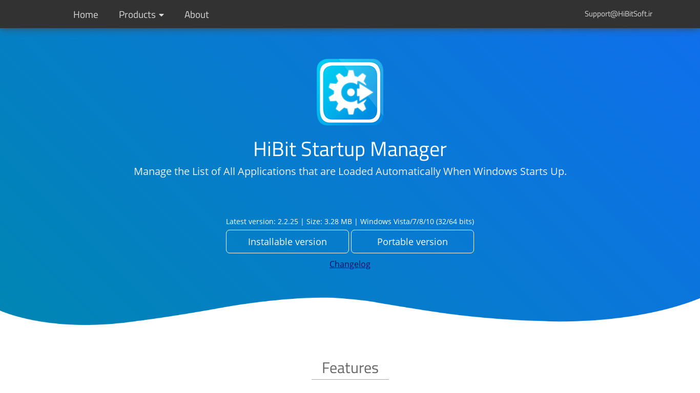 HiBit Startup Manager Landing page