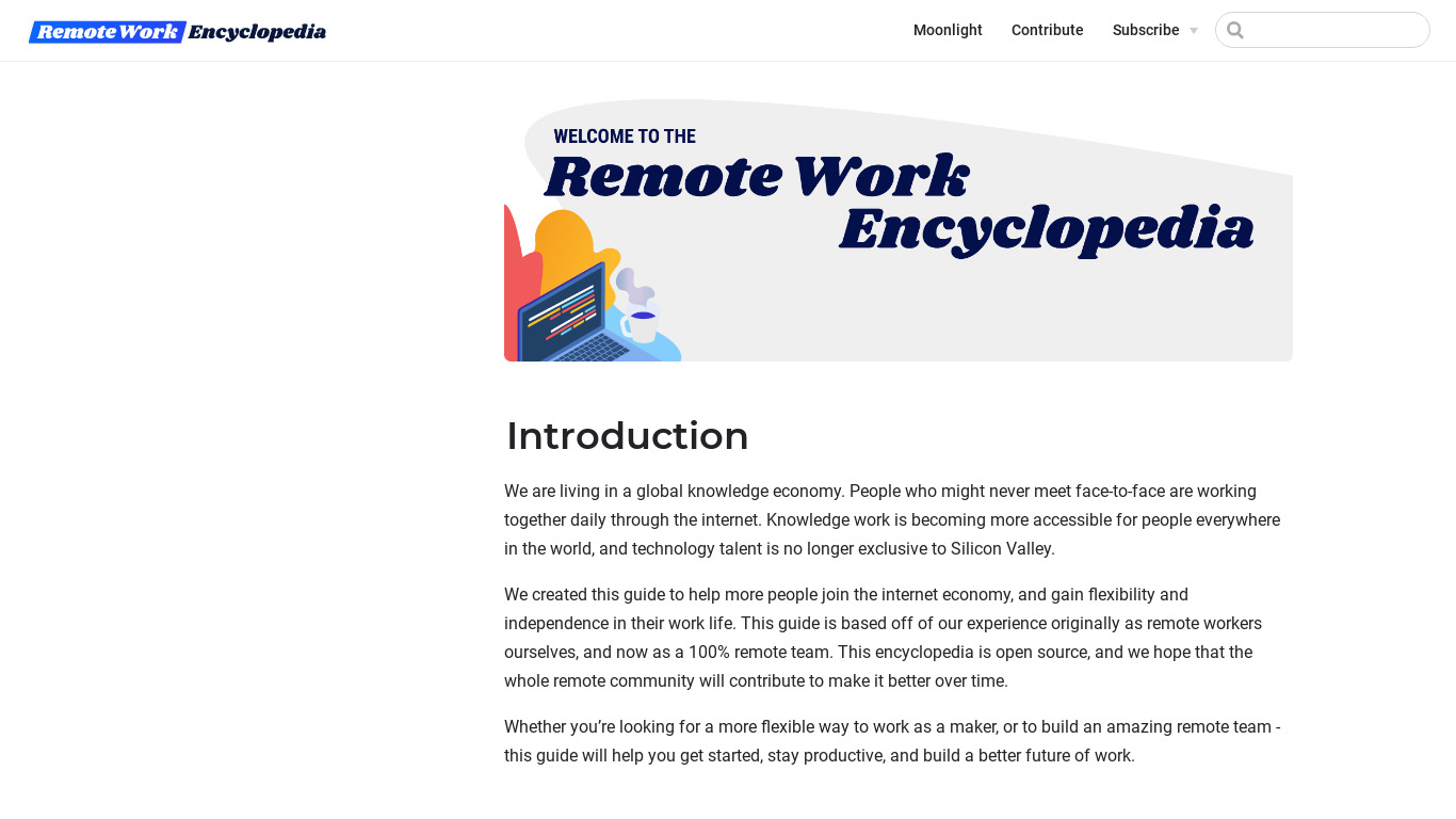 Remote Work Encyclopedia Landing page
