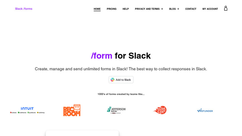 Slack Forms Landing Page