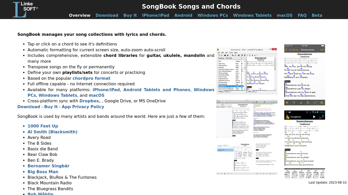 SongBook Landing page