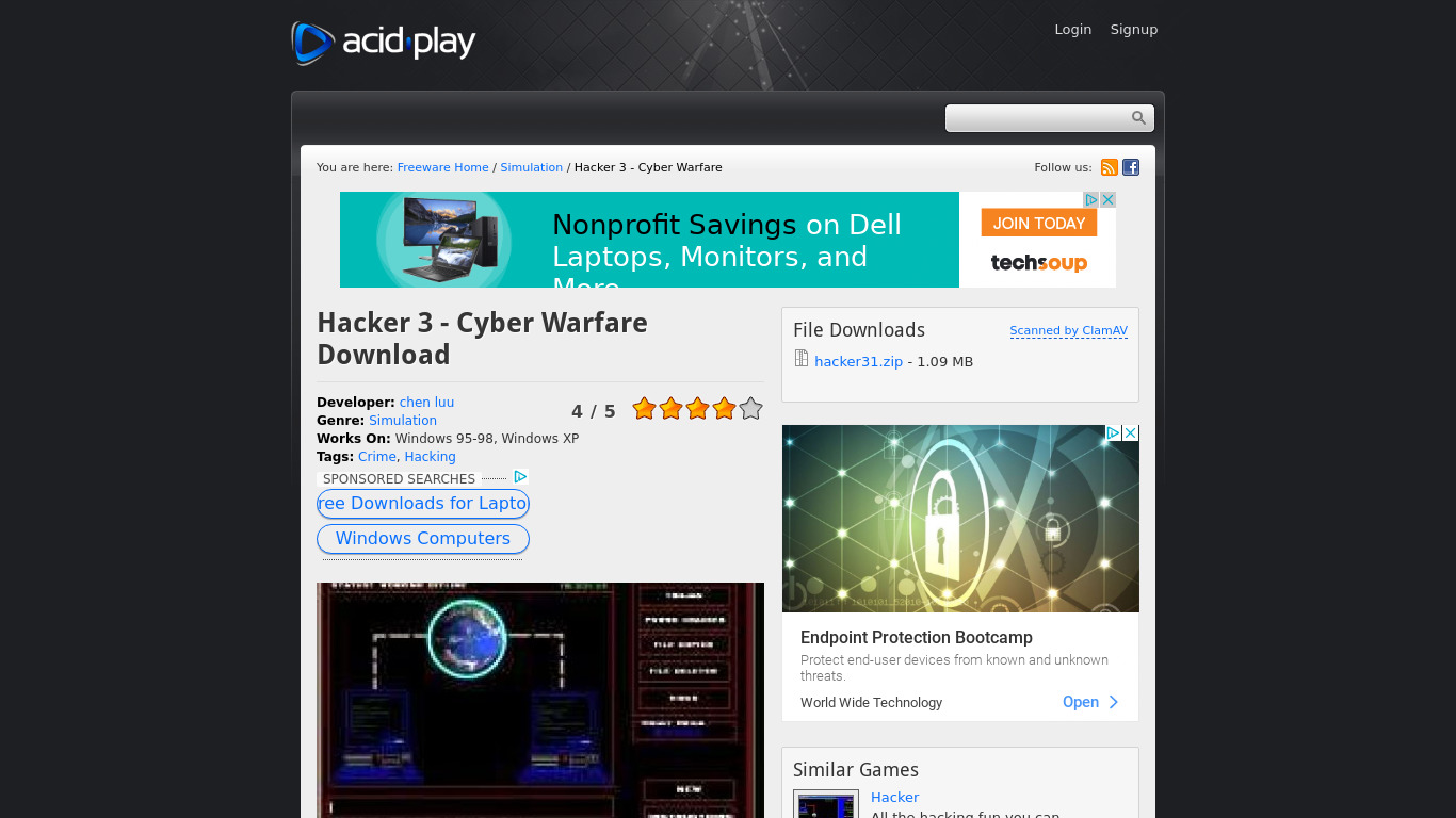 Hacker: Cyber Warfare Landing page