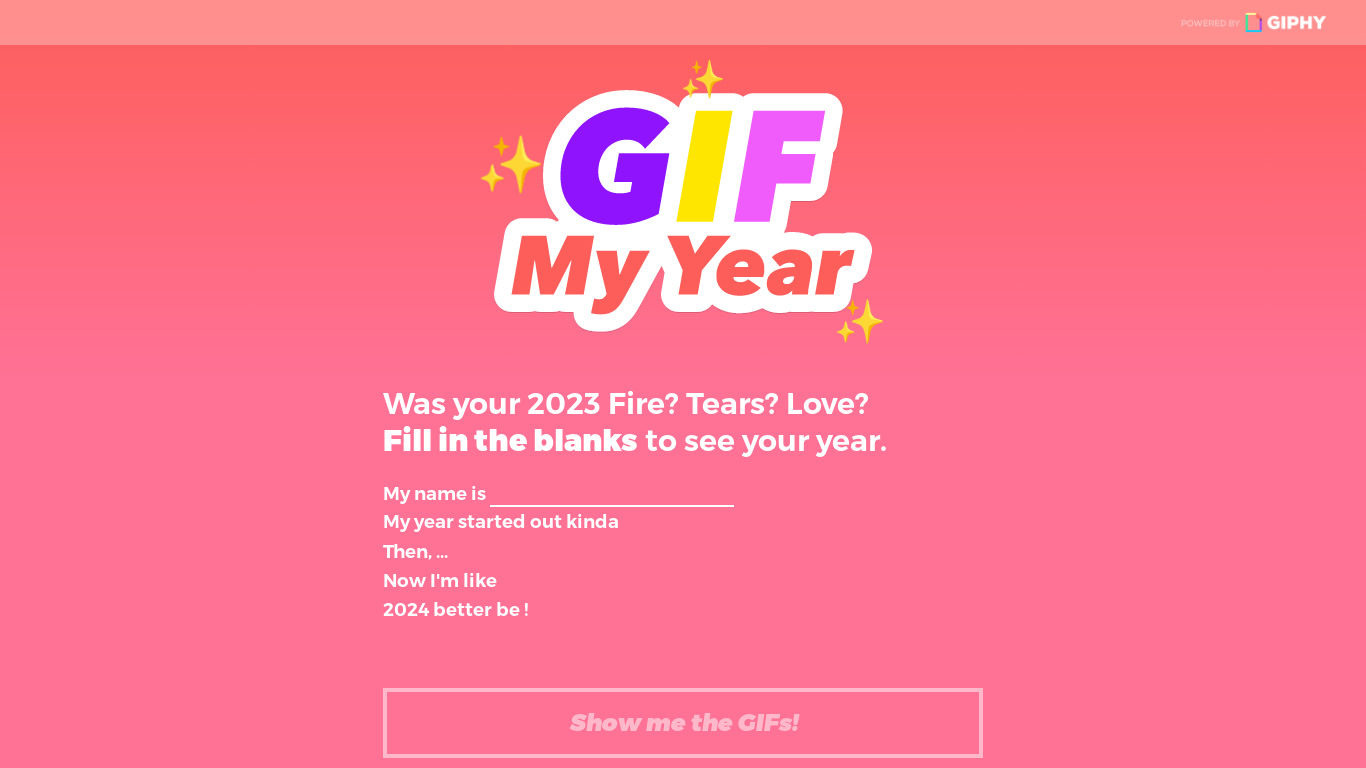 GIF My Year Landing page