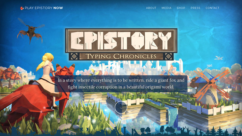 Epistory: Typing Chronicles Landing Page