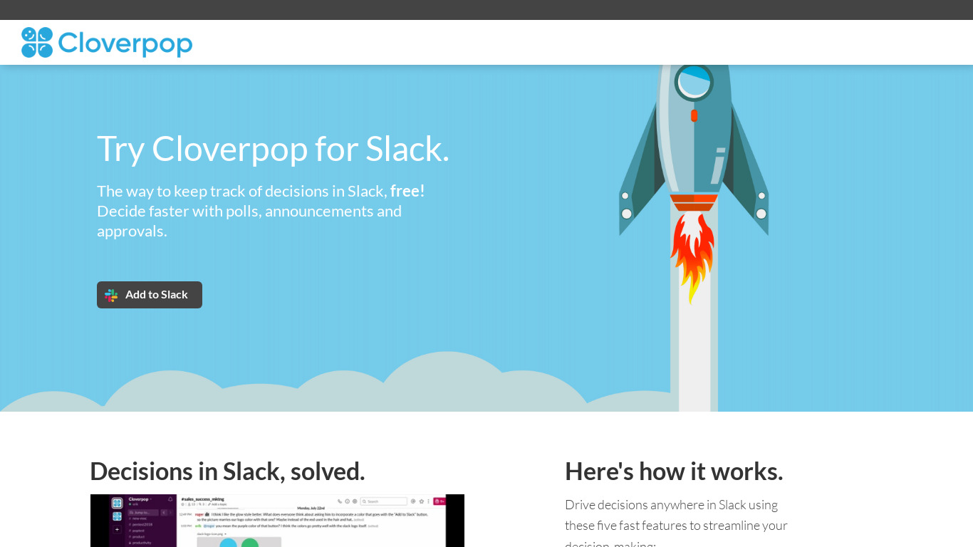 Cloverpop for Slack 🚀😀 Landing page