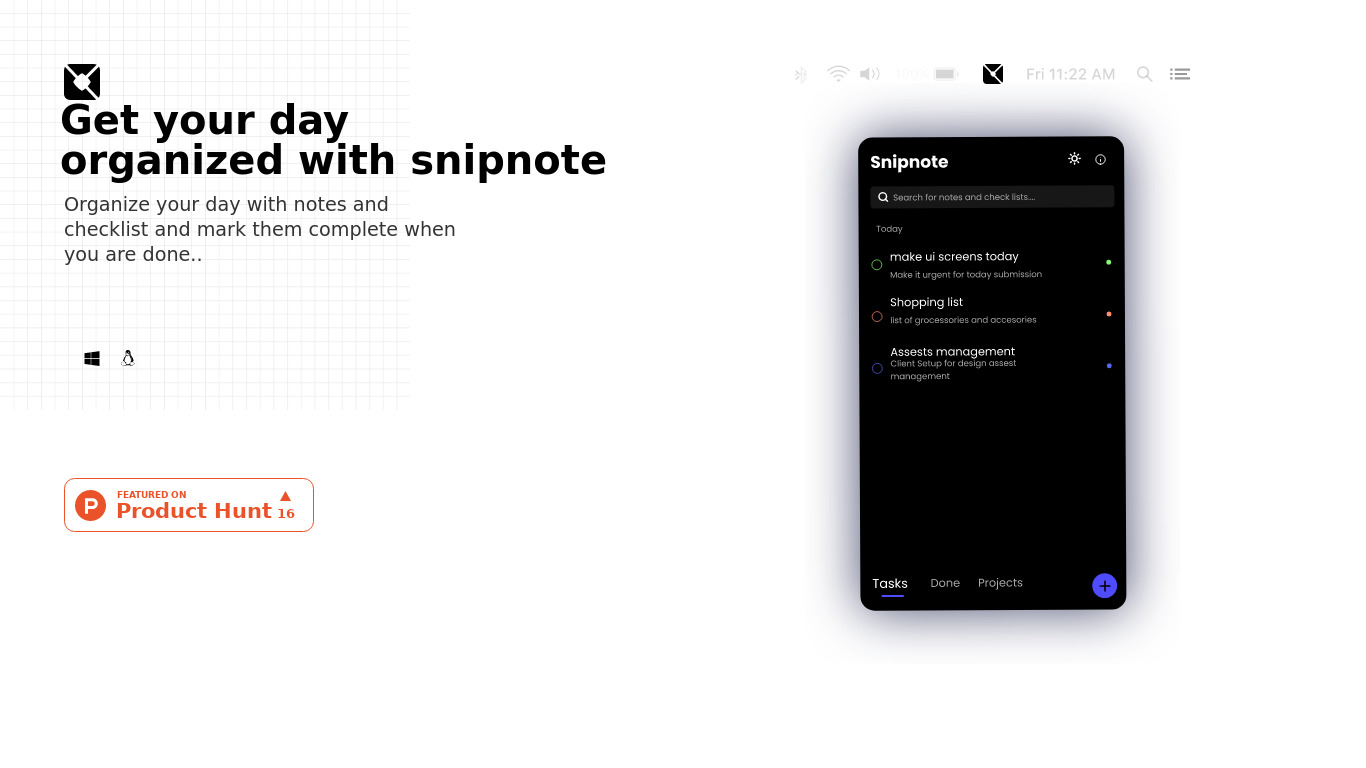 snipnote Landing page