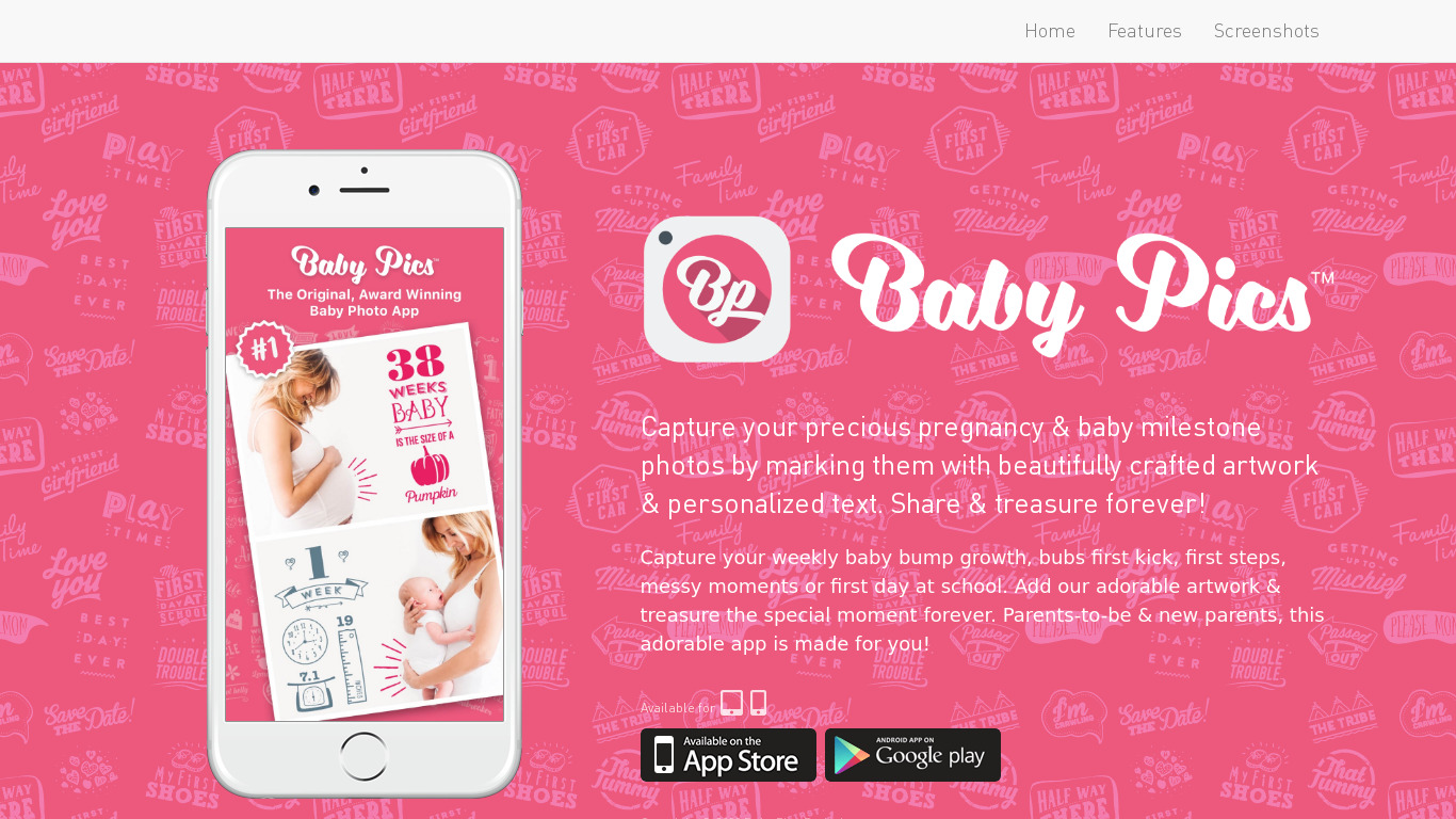 Baby Pics – Photo Editor Landing page