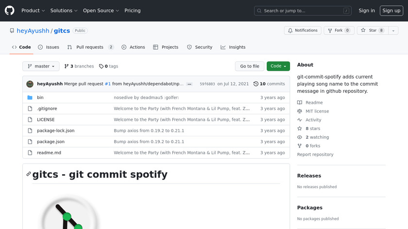 Git commit spotify Landing Page