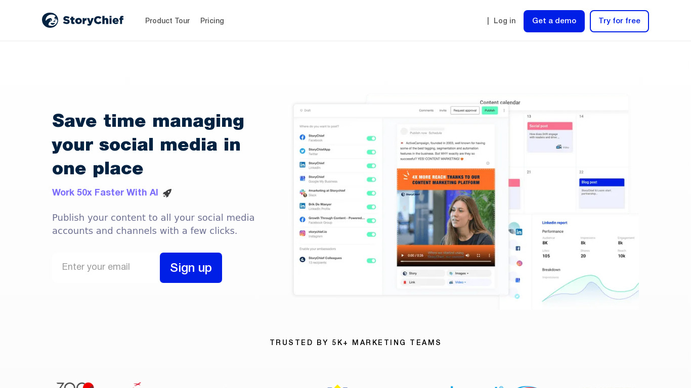StoryChief: Social. Landing page