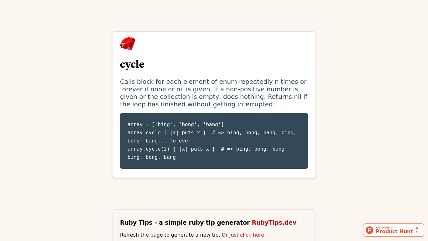 RubyTips Landing page