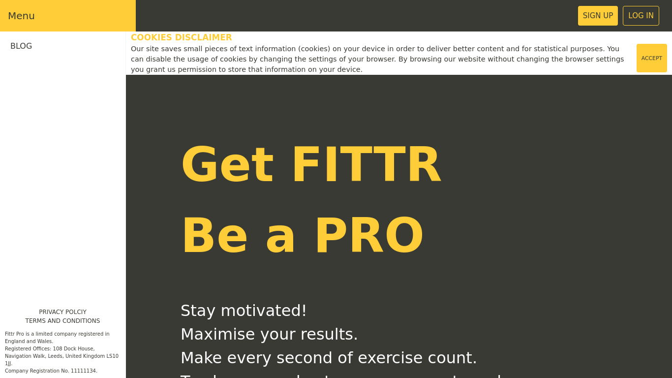 Fittr Pro Landing page